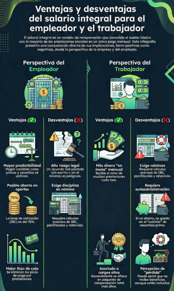 Ventajas y desventajas del salario integral para el empleador y el trabajador