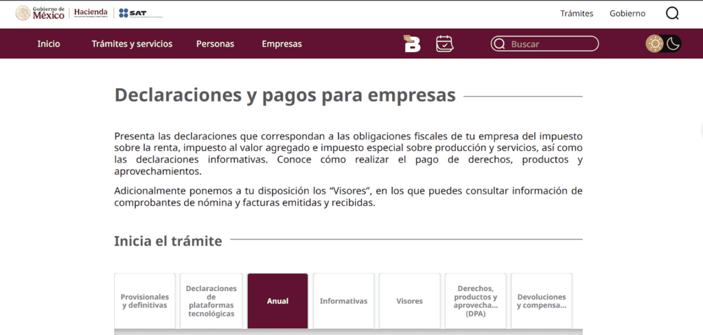 Portal SAT declaración