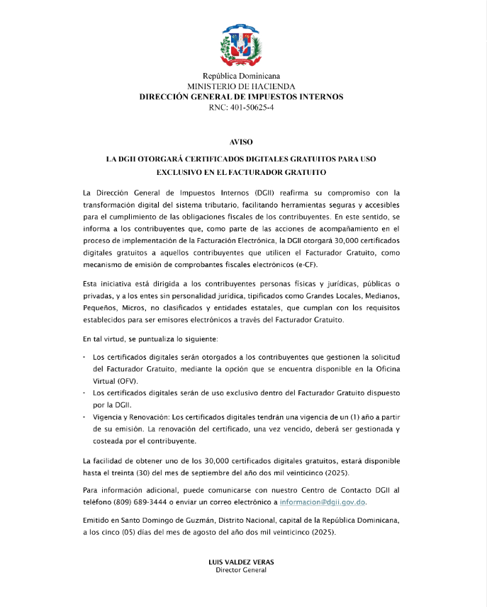 Certificados Digitales Gratuitos Dgii: Clave Para Emitir Facturas Electrónicas En Rd certificados digitales gratuitos DGII